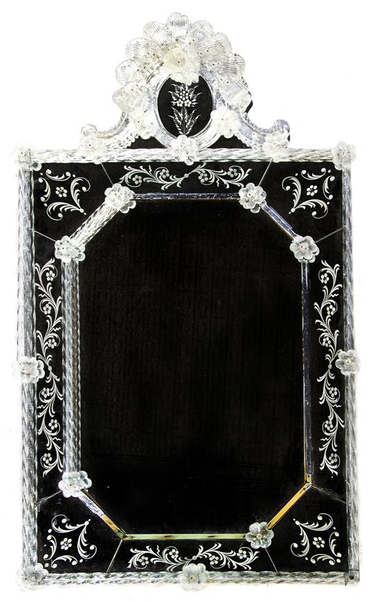 A Venetian Glass Mirror of rectangular