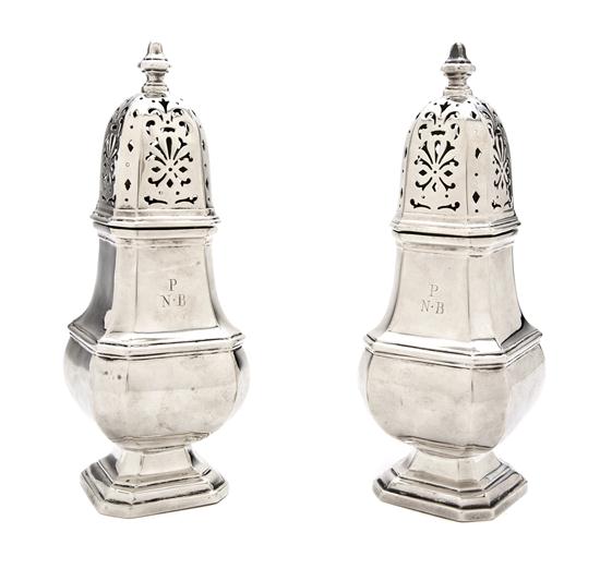 A Pair of English Silver Casters