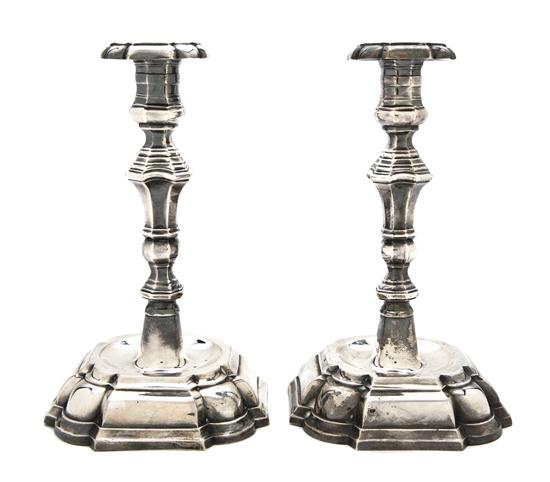 A Pair of Continental Silver Candlesticks