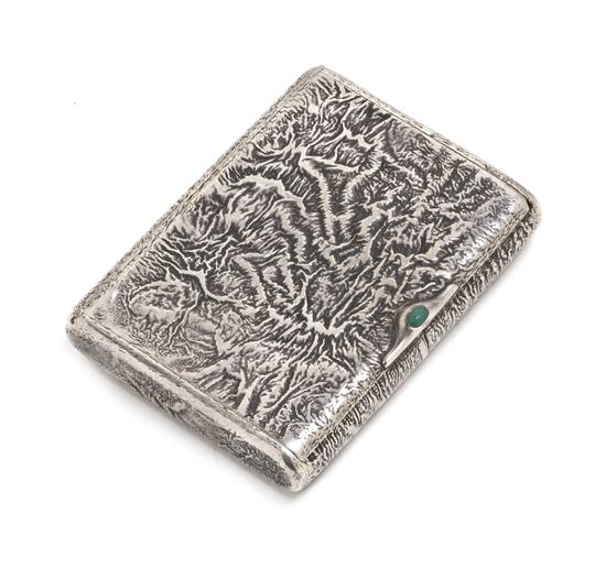 A Russian Silver Cigarette Case of rectangular