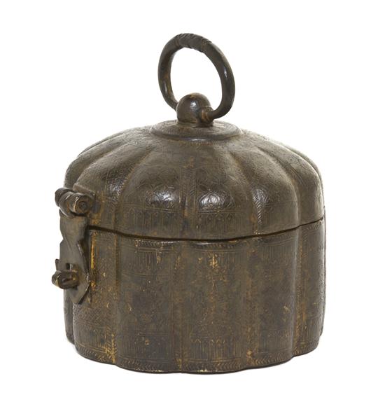 An Indian Bronze Lidded Box having