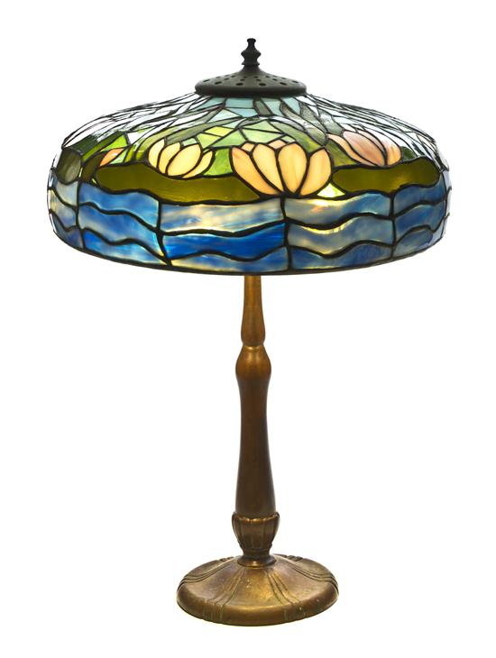 An American Leaded Glass Lamp the