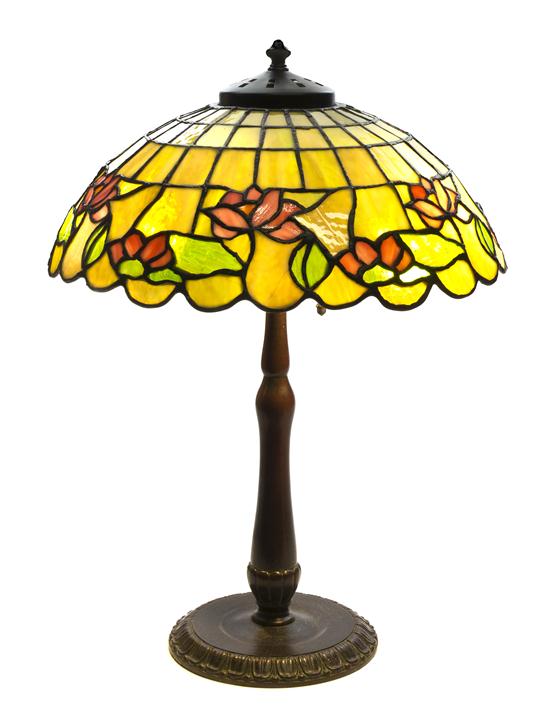 An American Leaded Glass Lamp the 152d5a