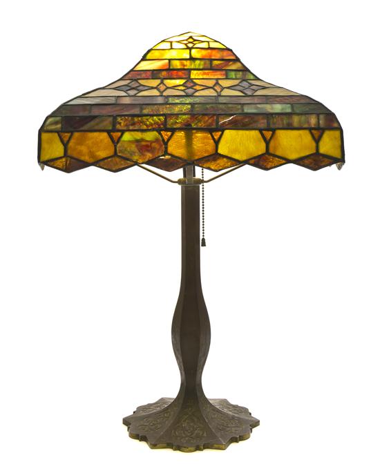 An American Leaded Glass Lamp having 152d57