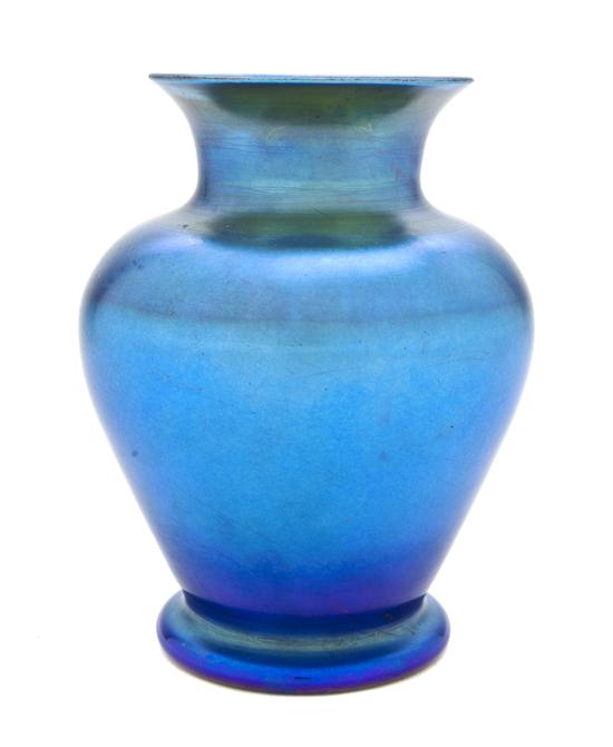 A Steuben Aurene Blue Glass Vase of