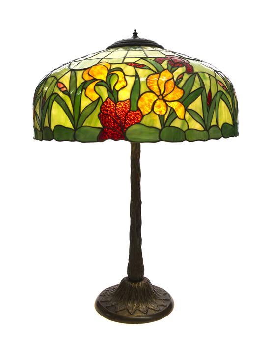 An American Leaded Glass Lamp the