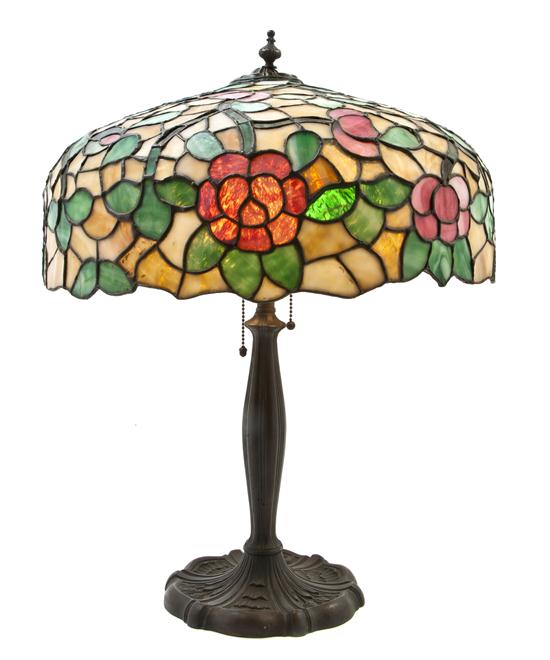 An American Leaded Glass Table Lamp