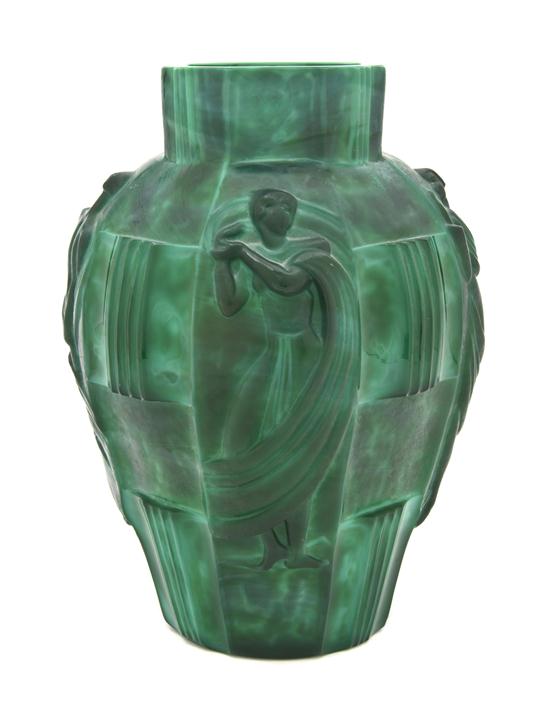A Czechoslovakian Agate Glass Vase of