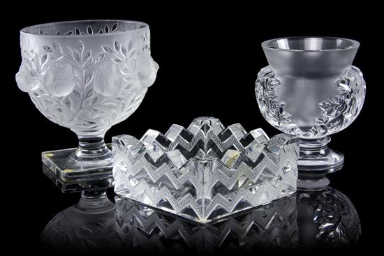 *Three Lalique Molded and Frosted