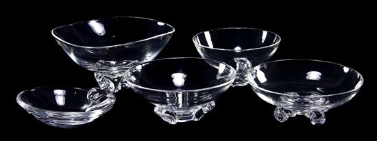 *Five Steuben Glass Bowls each of various