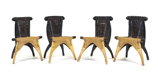 *A Set of Four Wicker Side Chairs Borek