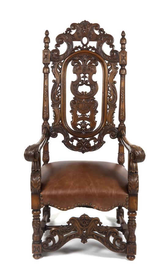 A Jacobean Style Walnut Hall Chair