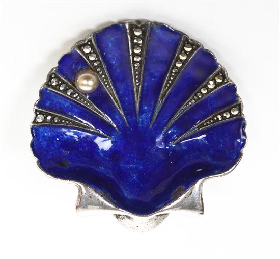 A Shell Form Sterling and Enamel