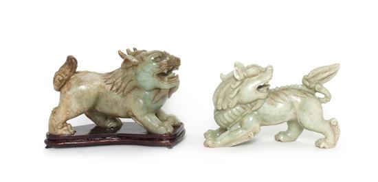 Two Chinese Carved Hardstone Lions