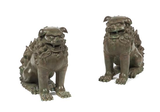 A Pair of Chinese Bronze Foo Dogs 152e32