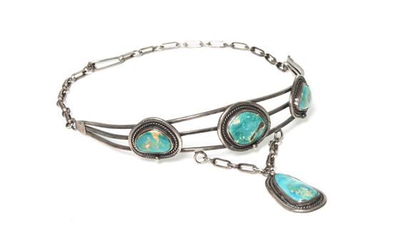 A Sterling Silver and Turquoise Choker
