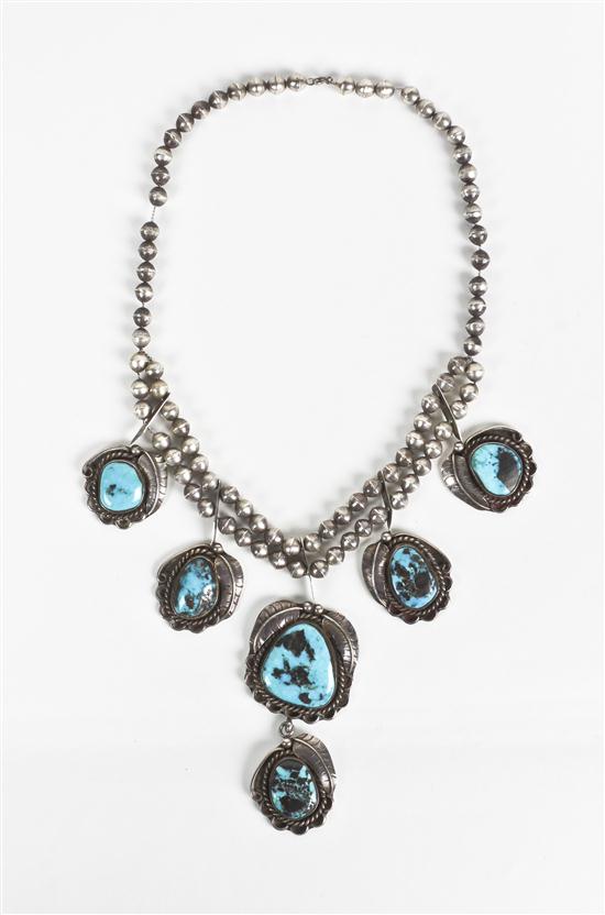 A Zuni Necklace and Earrings comprised