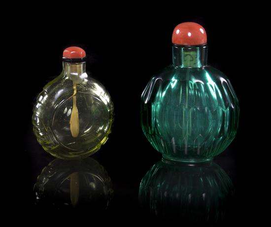 A Group of Two Glass Snuff Bottles