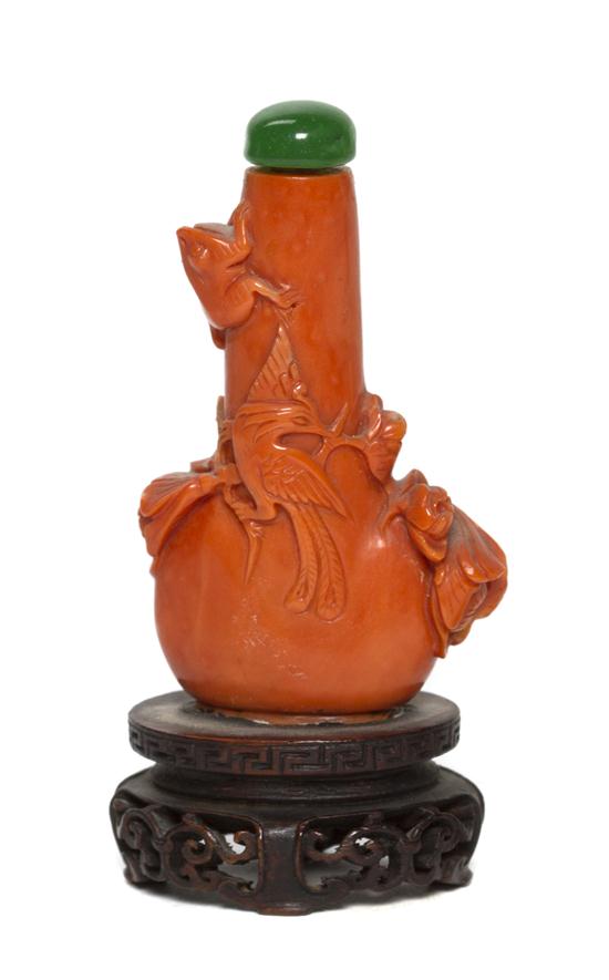 A Carved Coral Bottle Form Snuff 152f27