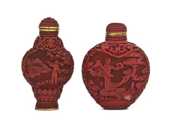 Two Cinnabar Lacquer Snuff Bottles 152f22