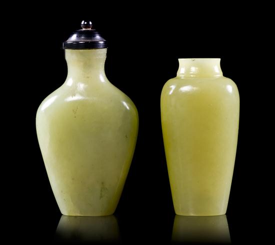 Two Yellow Jade Snuff Bottles each 152f2e