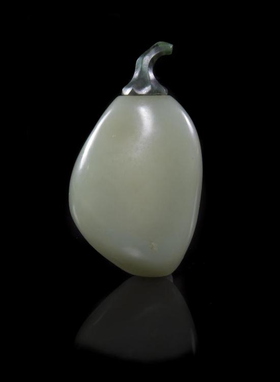 A Jade Pebble Form Snuff Bottle