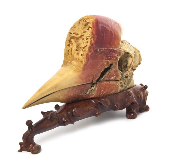 A Carved Hornbill Skull having