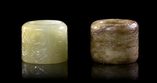 Two Carved Jade Archer s Rings 152f92