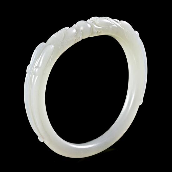 *A White Jade Bangle of even white colored