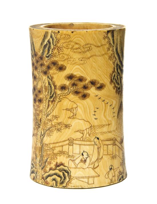  A Chinese Carved Ivory Brushpot 152fad