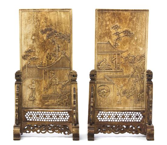  A Pair of Chinese Ivory Screens 152fbb