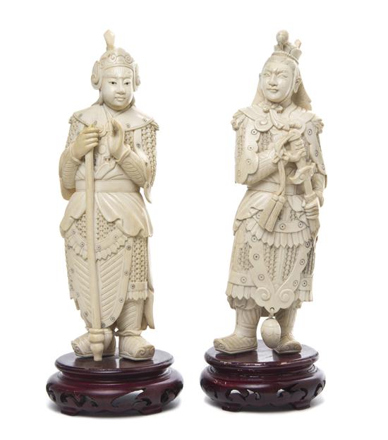 *A Pair of Chinese Carved Ivory Figures