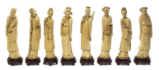 *A Set of Eight Ivory Carvings of Immortals