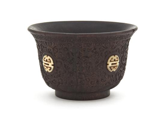 A Chinese Zitan Carved Cup the