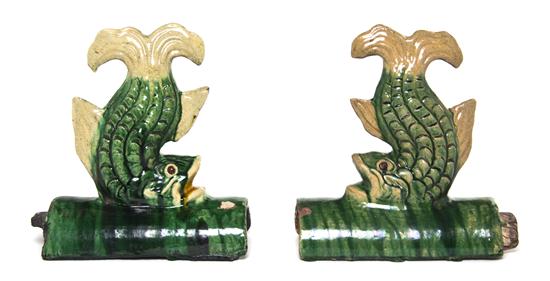  A Pair of Chinese Pottery Roof 152fd8