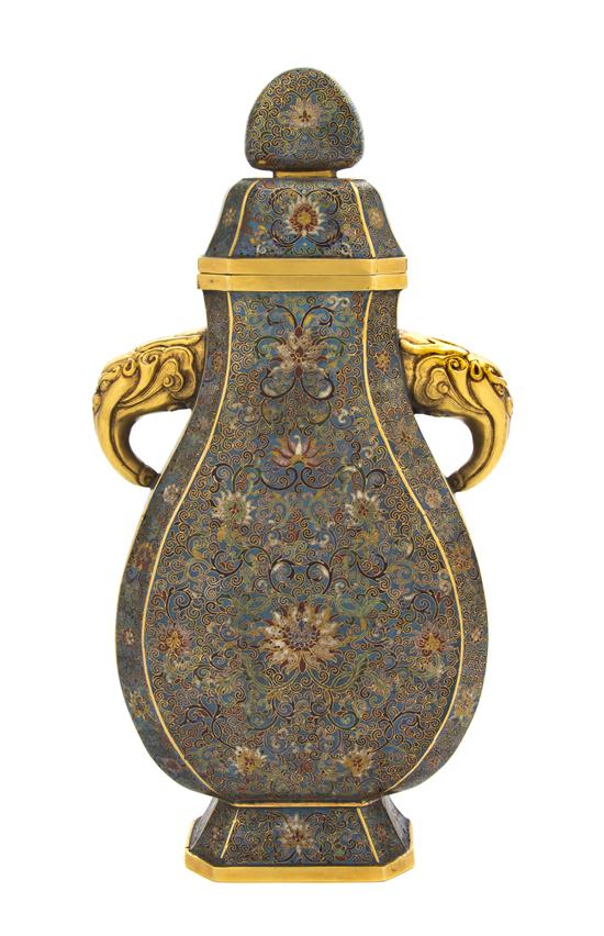 A Chinese Hu-Form Cloisonne Vessel