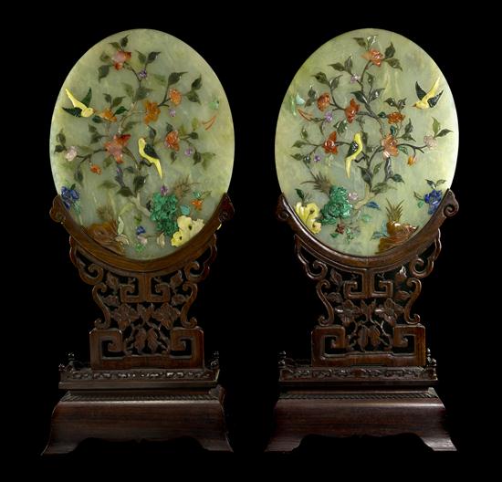 *A Pair of Hardstone Table Screens