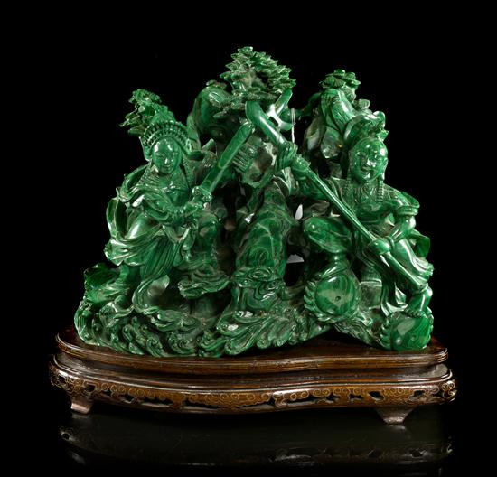 *A Large Malachite Figural Carving