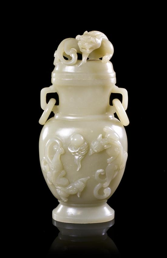 A Chinese Lidded Jade Vase of opaque