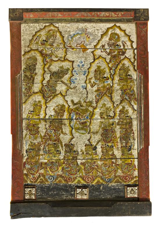 A Balinese Painted Figural Panel 15302a