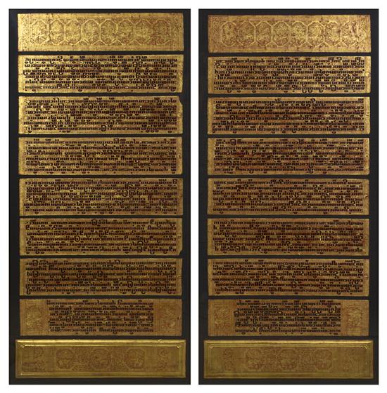 A Pair of Burmese Giltwood Sutra 15302c