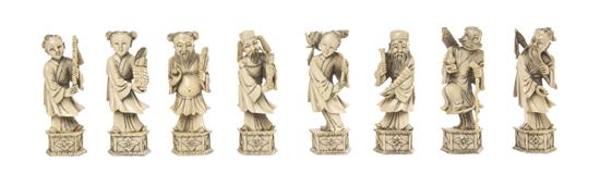 A Set of Eight Chinese Ivory Carvings