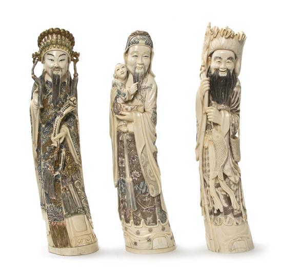 A Group of Three Chinese Ivory Figures
