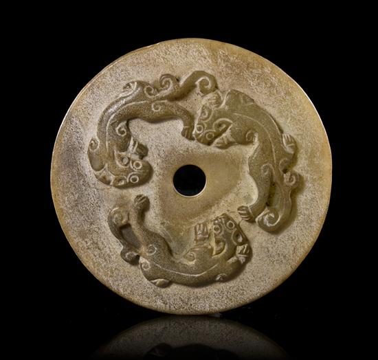  A Jade Bi Burial Piece of olive 153068