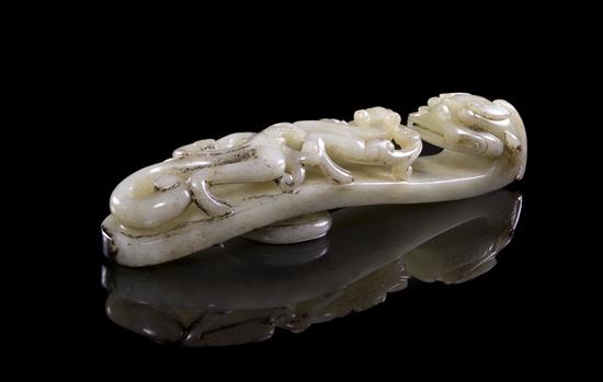 A Carved Jade Belt Hook of white