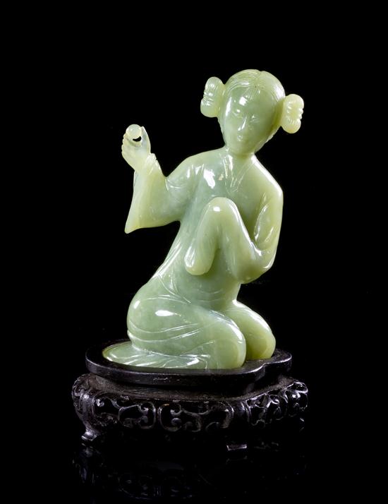  A Jadeite Carving of a Kneeeling 15308a