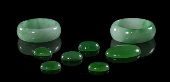 A Pair of Jadeite Rings of apple green