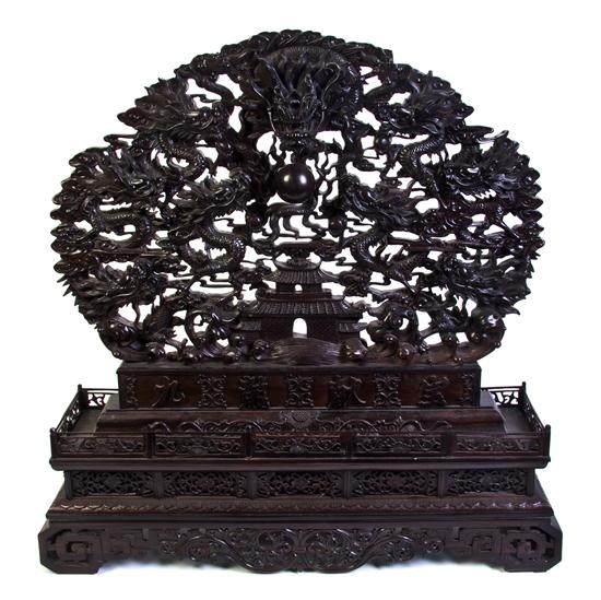 A Chinese Pierced Wood Table Screen 1530dd