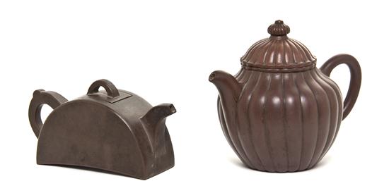 *Two Yixing Pottery Teapots one