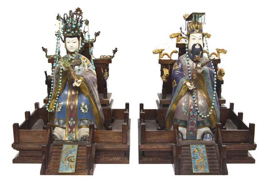 A Pair of Chinese Cloisonne and